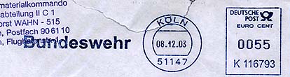 poštni žig bundeswehr